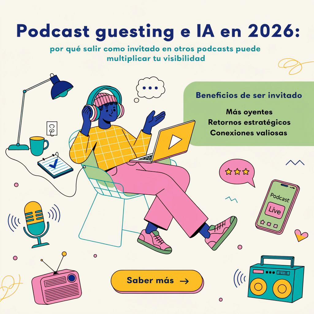 Podcast guesting e IA en 2026: por qué salir como invitado en otros podcasts puede multiplicar tu visibilidad